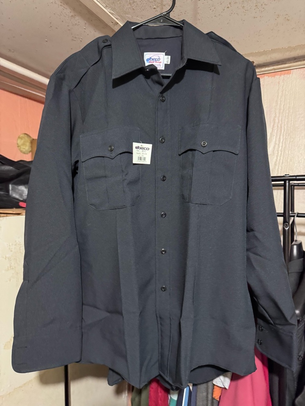 Elbeco TexTrop Uniform Shirt Mens 16.5 34 Navy Police Security Long Sleeve NWT